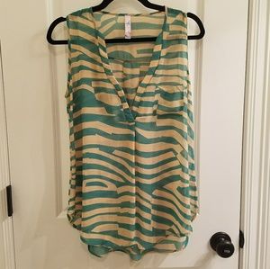 Sheer striped blouse with pocket